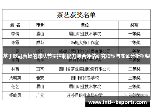 基于欧冠赛场的球队节奏控制能力综合评估研究模型与实证分析框架